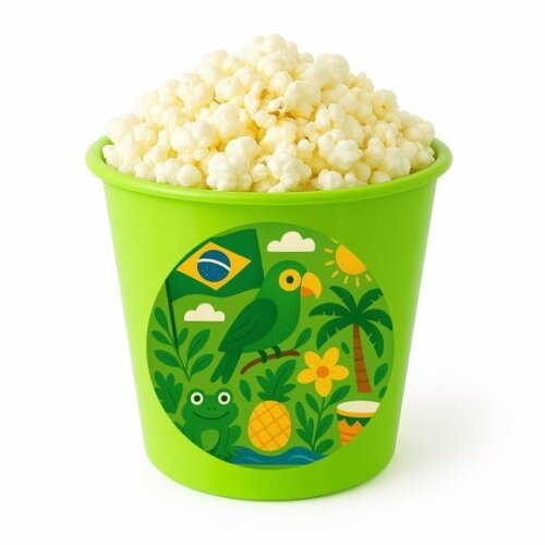 Balde de Pipoca Personalizado Infantil Brasil Verde Amarelo