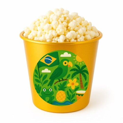 Balde de Pipoca Personalizado Infantil Brasil Verde Amarelo