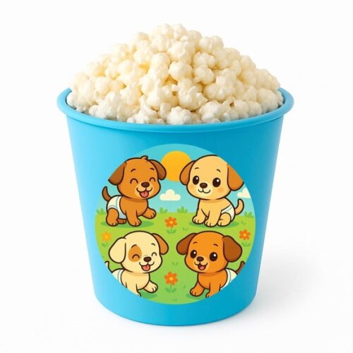 Balde de Pipoca Personalizado Infantil Cachorrinhos Baby