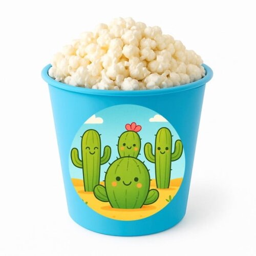 Balde de Pipoca Personalizado Infantil Cactos Fofos