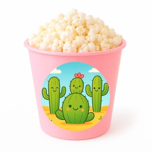 Balde de Pipoca Personalizado Infantil Cactos Fofos