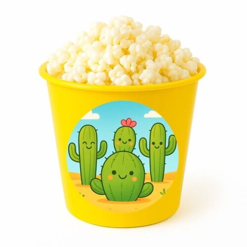 Balde de Pipoca Personalizado Infantil Cactos Fofos