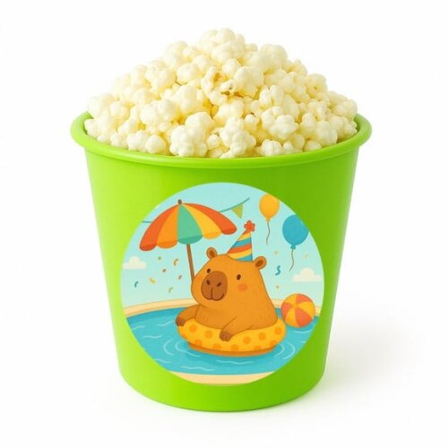 Balde de Pipoca Personalizado Infantil Capivara Pool Party