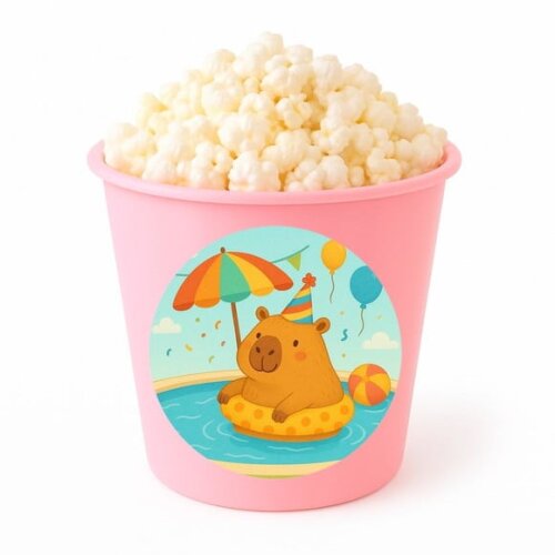 Balde de Pipoca Personalizado Infantil Capivara Pool Party