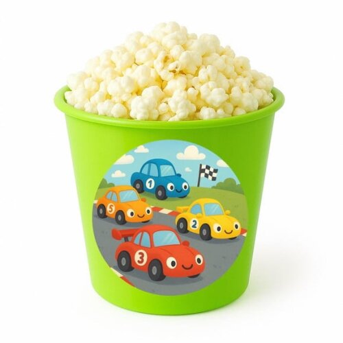 Balde de Pipoca Personalizado Infantil Carros de Corridas