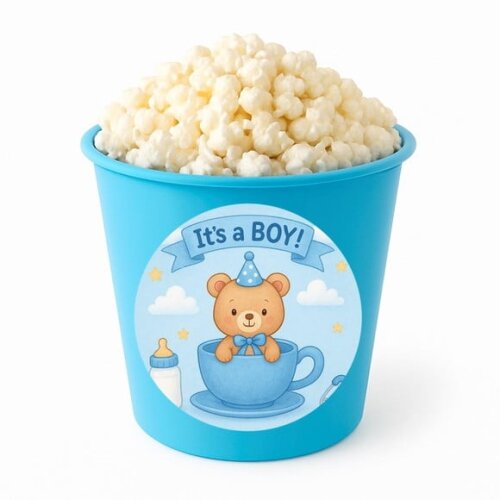 Balde de Pipoca Personalizado Infantil Chá de Bebê Menino