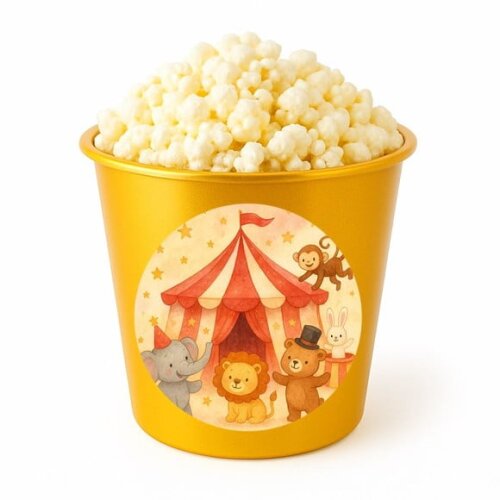 Balde de Pipoca Personalizado Infantil Circo Aquarela