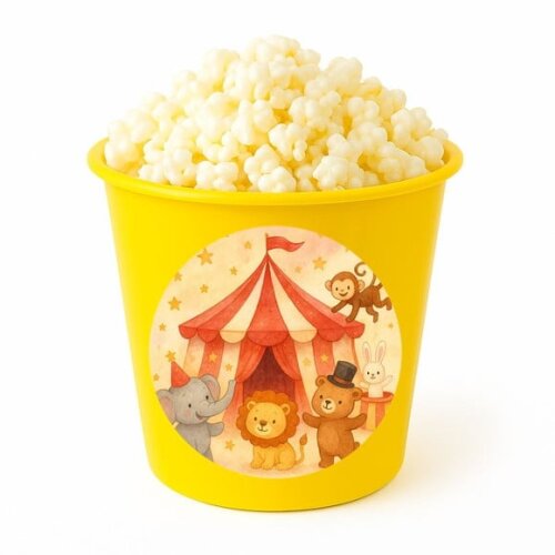 Balde de Pipoca Personalizado Infantil Circo Aquarela