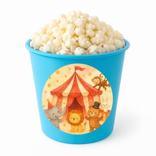 Balde de Pipoca Personalizado Infantil Circo Aquarela
