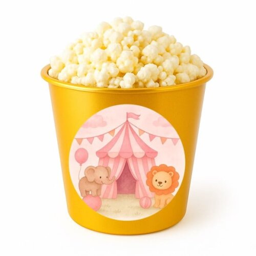 Balde de Pipoca Personalizado Infantil Circo Rosa Aquarela