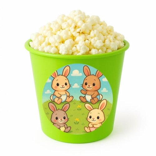 Balde de Pipoca Personalizado Infantil Coelhinhos Baby