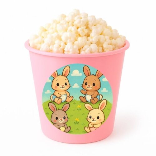 Balde de Pipoca Personalizado Infantil Coelhinhos Baby