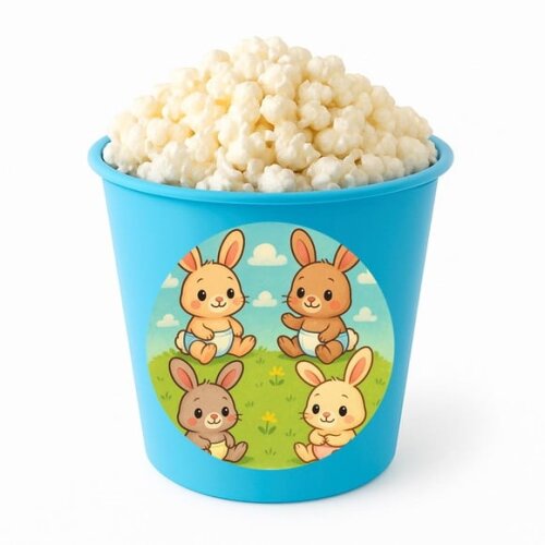 Balde de Pipoca Personalizado Infantil Coelhinhos Baby