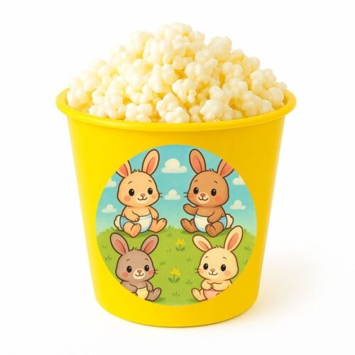 Balde de Pipoca Personalizado Infantil Coelhinhos Baby
