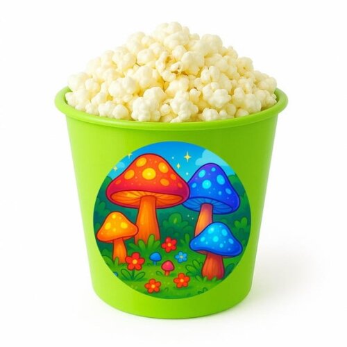 Balde de Pipoca Personalizado Infantil Cogumelos Mágicos