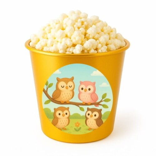 Balde de Pipoca Personalizado Infantil Corujinhas