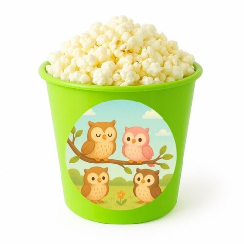 Balde de Pipoca Personalizado Infantil Corujinhas