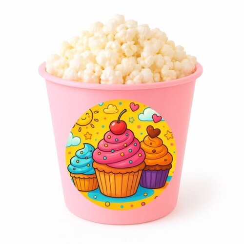 Balde de Pipoca Personalizado Infantil Cupcakes