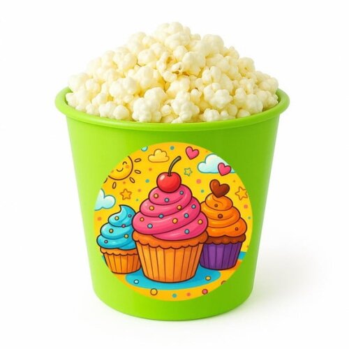 Balde de Pipoca Personalizado Infantil Cupcakes