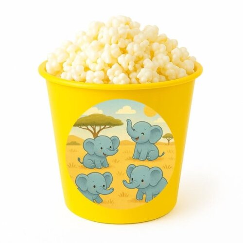 Balde de Pipoca Personalizado Infantil Elefantinhos