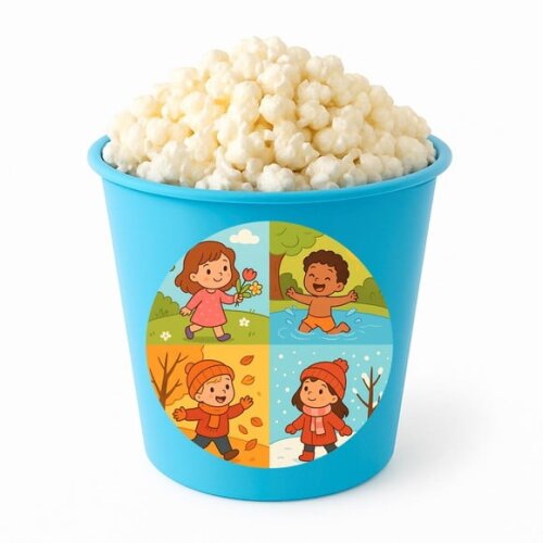 Balde de Pipoca Personalizado Infantil Estações do Ano