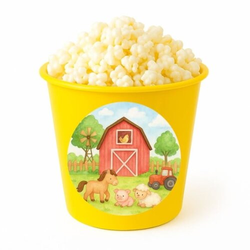 Balde de Pipoca Personalizado Infantil Fazendinha Aquarela