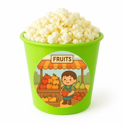 Balde de Pipoca Personalizado Infantil Feira de Frutas