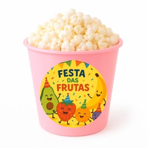 Balde de Pipoca Personalizado Infantil Festa das Frutas