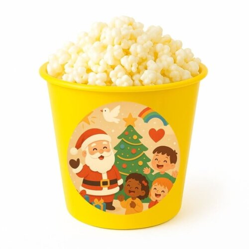 Balde de Pipoca Personalizado Infantil Feliz Natal
