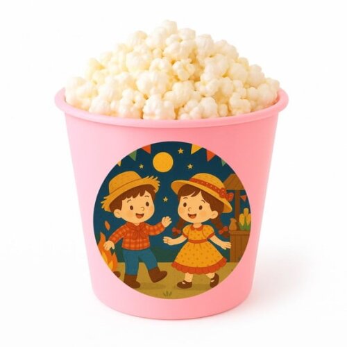 Balde de Pipoca Personalizado Infantil Festa Junina