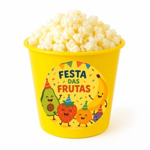 Balde de Pipoca Personalizado Infantil Festa das Frutas