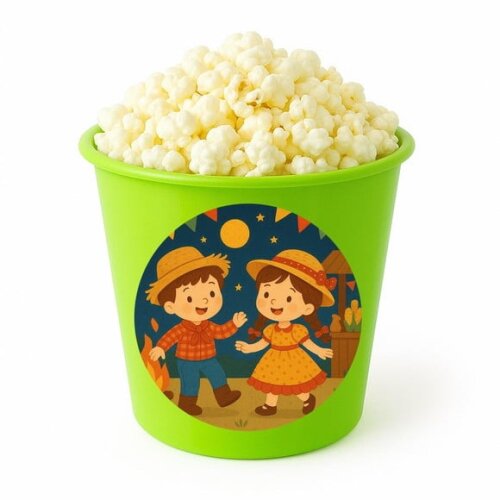 Balde de Pipoca Personalizado Infantil Festa Junina