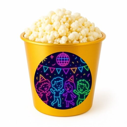 Balde de Pipoca Personalizado Infantil Festa Neon