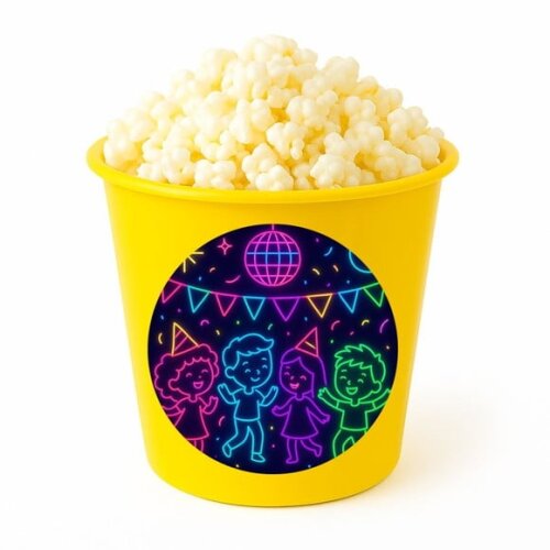 Balde de Pipoca Personalizado Infantil Festa Neon