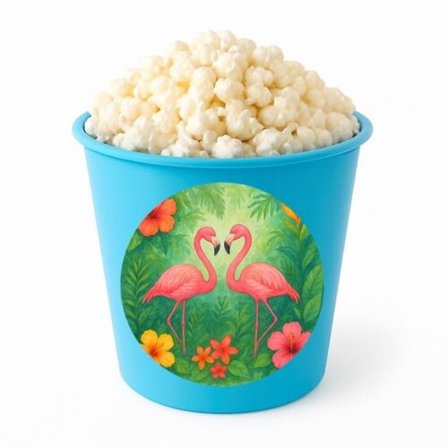 Balde de Pipoca Personalizado Infantil Flamingo Aquarela