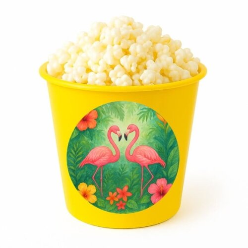 Balde de Pipoca Personalizado Infantil Flamingo Aquarela