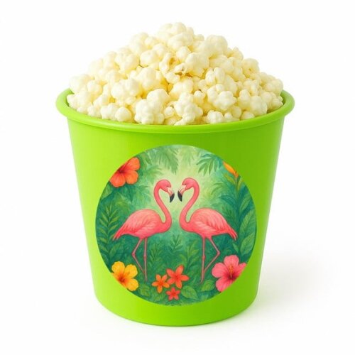 Balde de Pipoca Personalizado Infantil Flamingo Aquarela