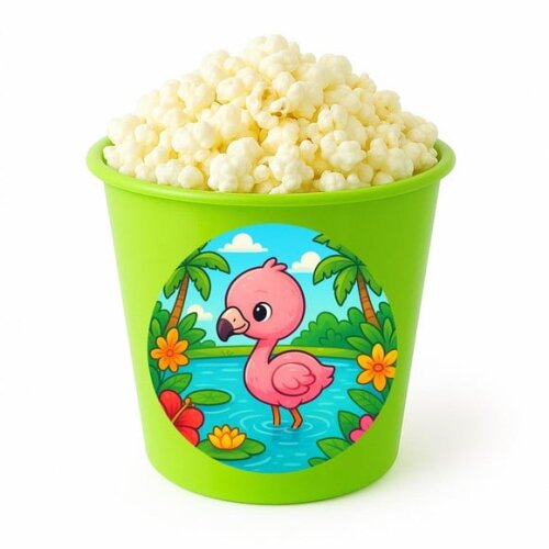 Balde de Pipoca Personalizado Infantil Flamingo Baby