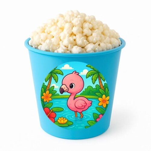 Balde de Pipoca Personalizado Infantil Flamingo Baby