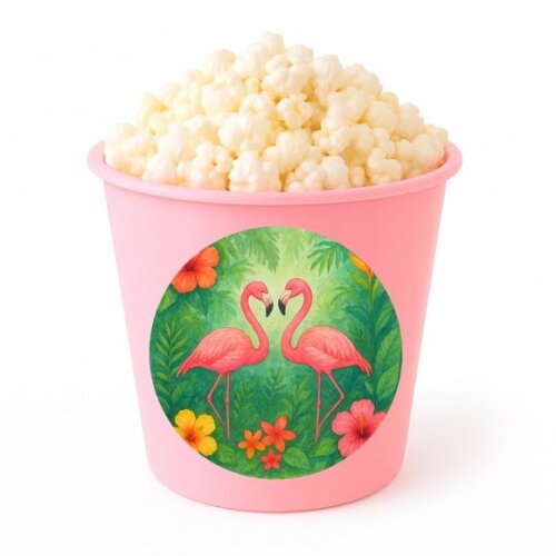 Balde de Pipoca Personalizado Infantil Flamingo Aquarela