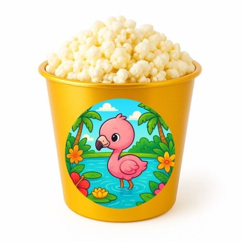 Balde de Pipoca Personalizado Infantil Flamingo Baby