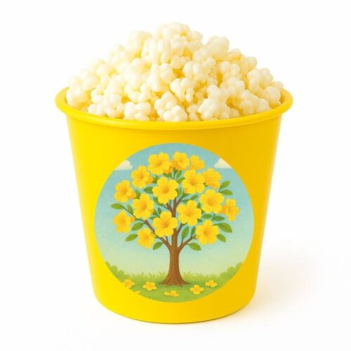 Balde de Pipoca Personalizado Infantil Flor de Ipê Amarela