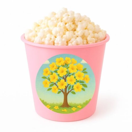 Balde de Pipoca Personalizado Infantil Flor de Ipê Amarela