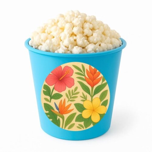 Balde de Pipoca Personalizado Infantil Flores Tropicais