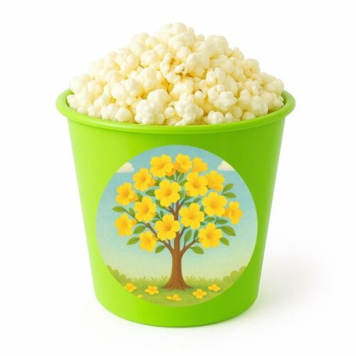 Balde de Pipoca Personalizado Infantil Flor de Ipê Amarela