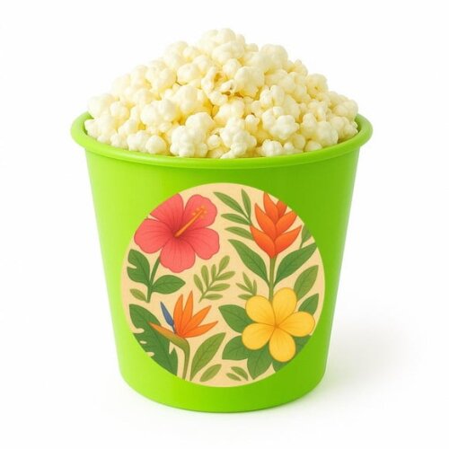 Balde de Pipoca Personalizado Infantil Flores Tropicais