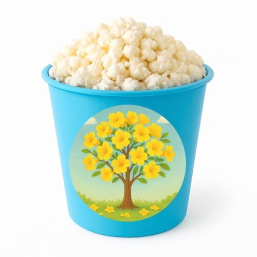 Balde de Pipoca Personalizado Infantil Flor de Ipê Amarela