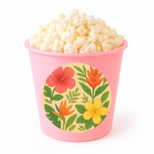 Balde de Pipoca Personalizado Infantil Flores Tropicais