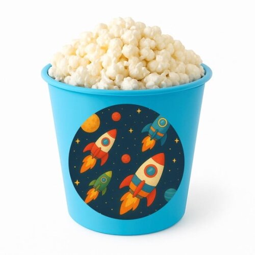 Balde de Pipoca Personalizado Infantil Foguetes