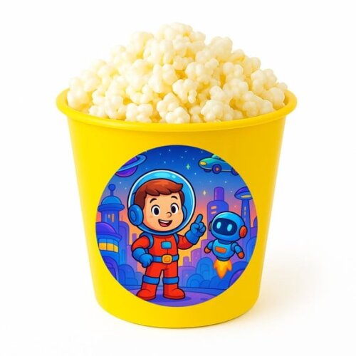 Balde de Pipoca Personalizado Infantil Futurismo Infantil